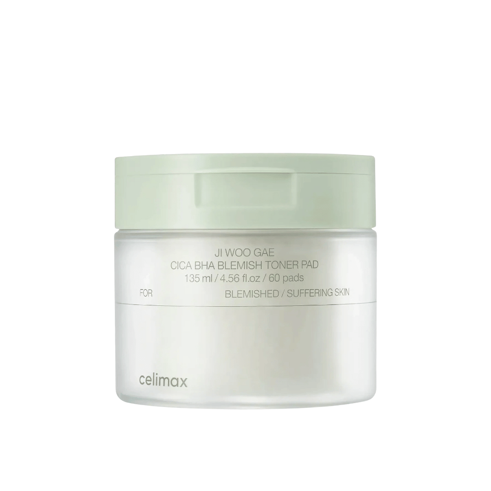 Zdjęcie produktu Celimax Ji Woo Gae Cica BHA Blemish Toner Pad 135 ml z 60 płatkami do skóry wrażliwej i skłonnej do trądziku.