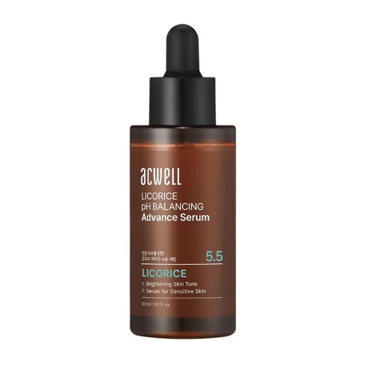 Czyste wyizolowane zdjęcie produktu Acwell Licorice pH Balancing Advance Serum na jasnym tle.