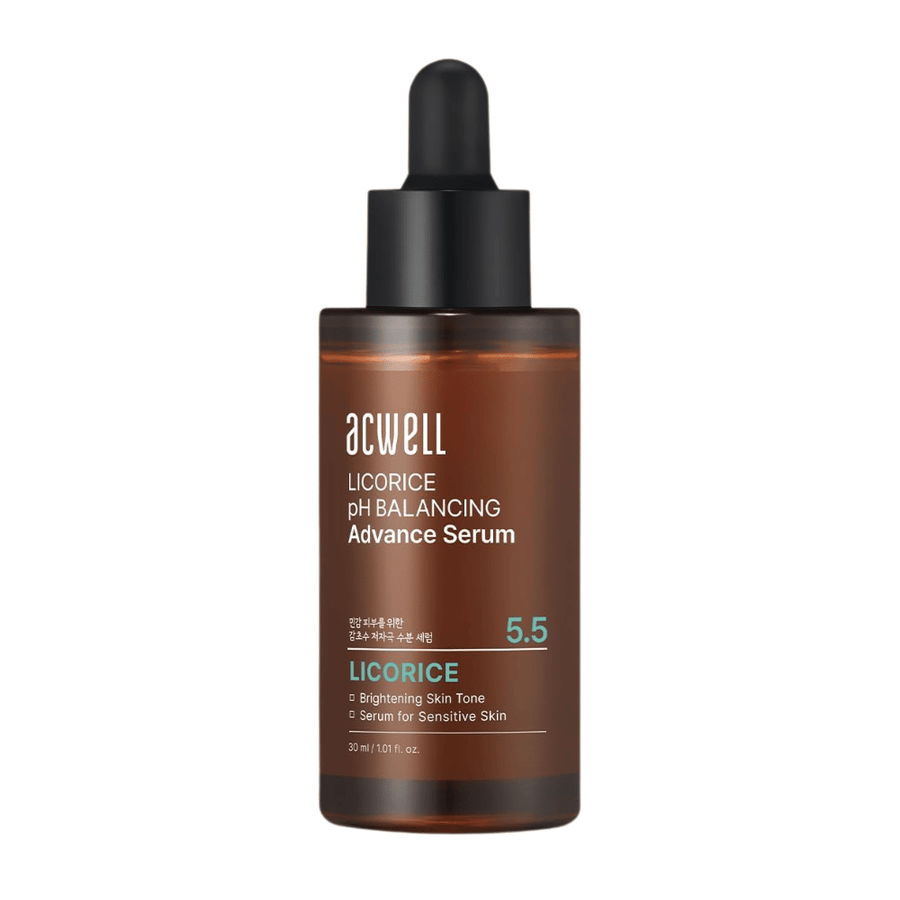 Czyste wyizolowane zdjęcie produktu Acwell Licorice pH Balancing Advance Serum na jasnym tle.