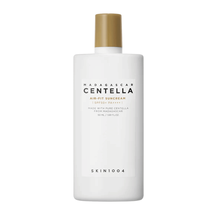 Ochrona przeciwsłoneczna z Centella asiatica SPF50+ PA++++, która zapewnia skuteczną ochronę UV, nawilża skórę i pozostawia lekkie, nieklejące wykończenie