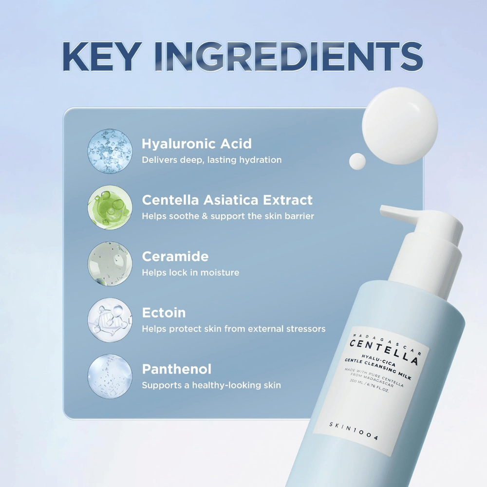 SKIN1004 Madagascar Centella Hyalu-Cica Gentle Cleansing Milk – kwas hialuronowy, centella, ceramidy, ektoina i pantenol