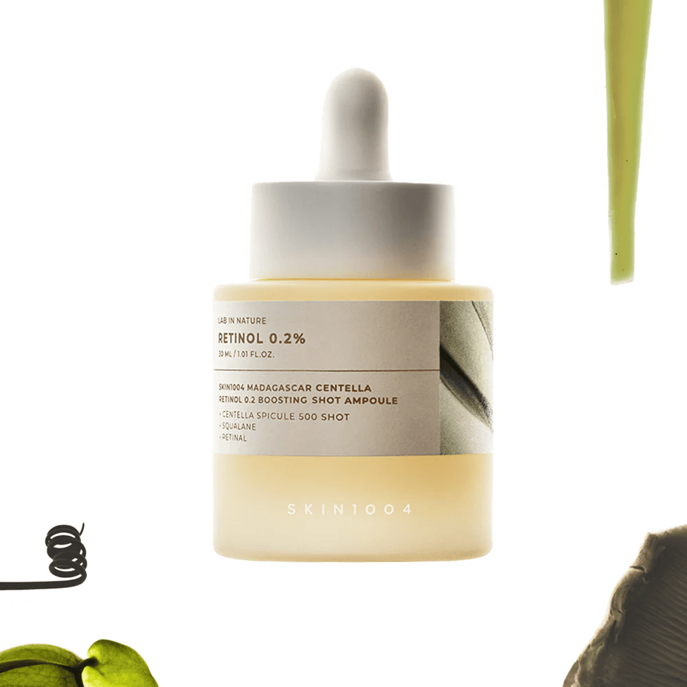 SKIN1004 Madagascar Centella Retinol 0.2 Boosting Shot Ampoule – koreańskie serum z retinolem 0,2% i centellą asiatica dla poprawy struktury skóry, elastyczności i bardziej jednolitego kolorytu skóry.