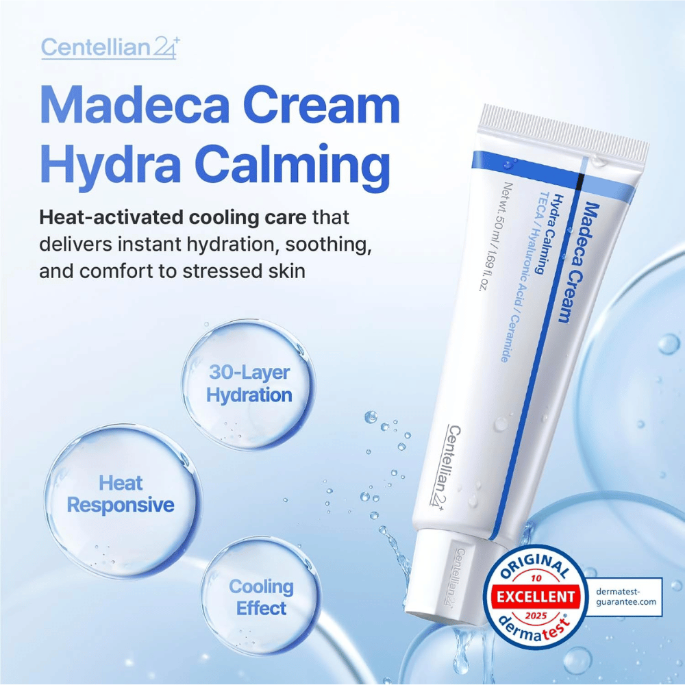 4. Centellian24 Madeca Cream Hydra Calming 50 ml – chłodzący krem do twarzy z kwasem hialuronowym i ceramidami