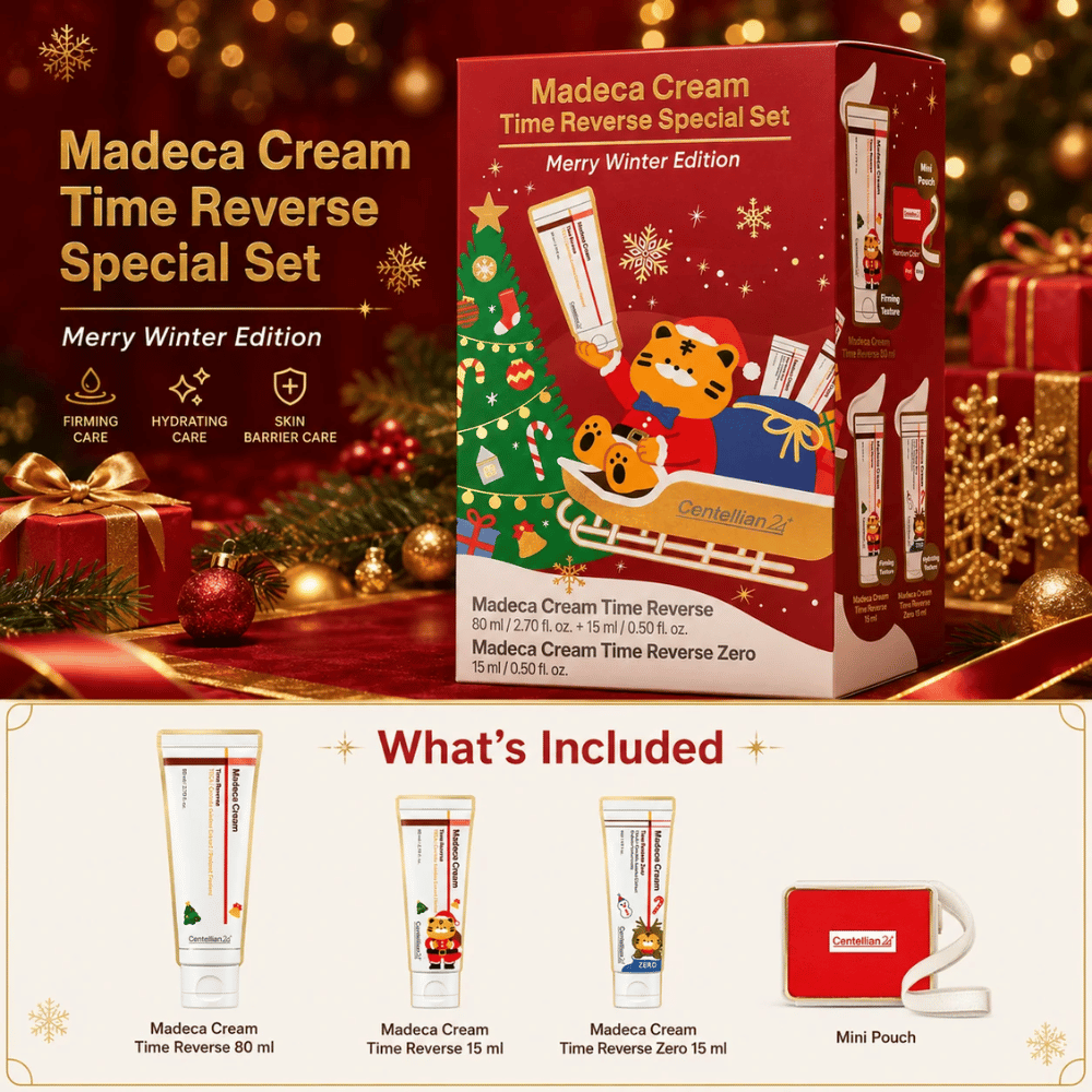 2. Centellian24 Madeca Cream Time Reverse Special Set Merry Winter Edition – zestaw prezentowy z trzema kremami do twarzy i mini torebką
