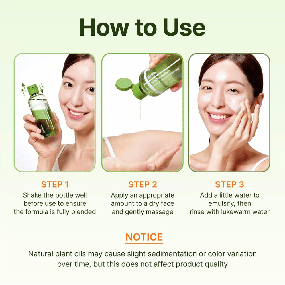 Centellian24 Madeca Matcha Pore Cleansing Oil przewodnik użycia do oczyszczania skóry