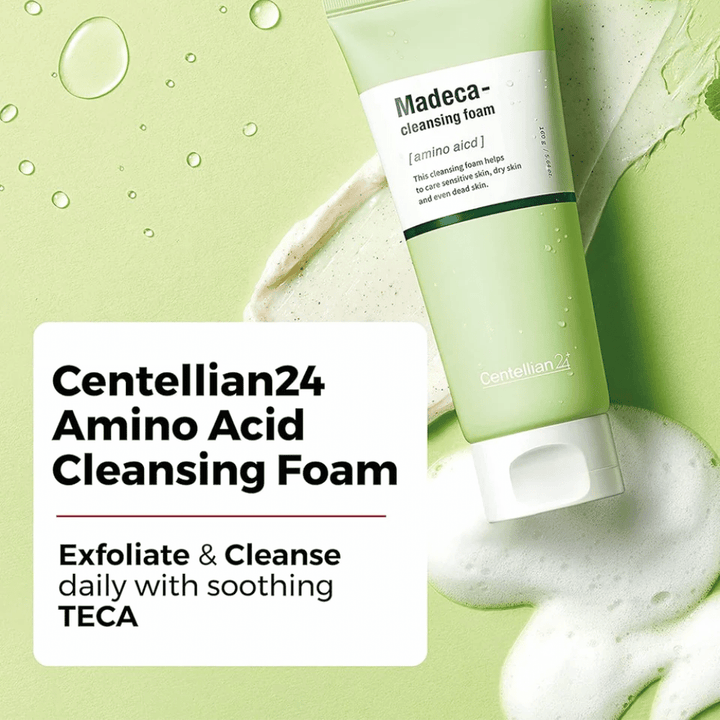 Centellian24 Madeca Amino Acid Cleansing Foam zdjęcie produktu – koreańska pianka oczyszczająca z TECA i aminokwasami, które delikatnie złuszczają, skutecznie oczyszczają skórę i pomagają nawilżać.