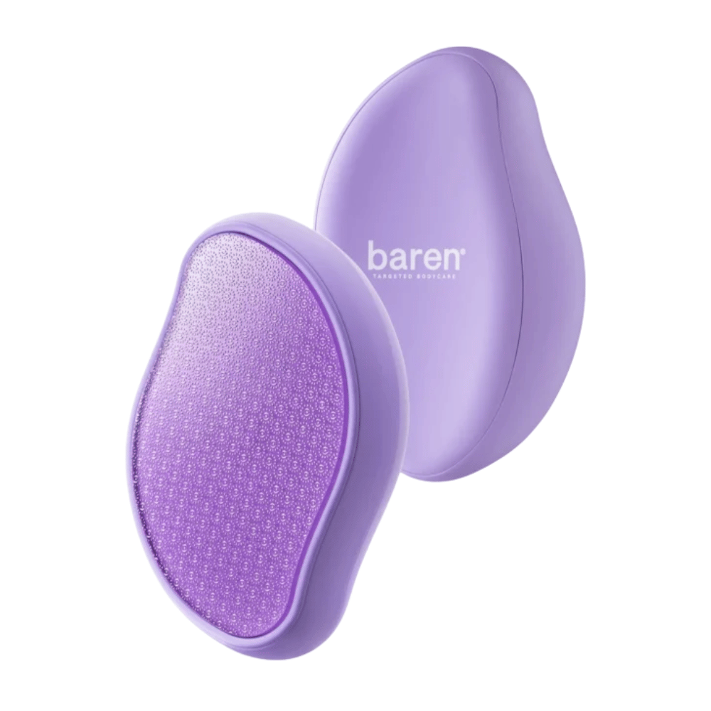 3. Baren Magic Glass Stone Foot File – przednia i tylna strona fioletowego pilnika do stóp z powierzchnią ścierną do zmiękczania suchych i szorstkich stóp