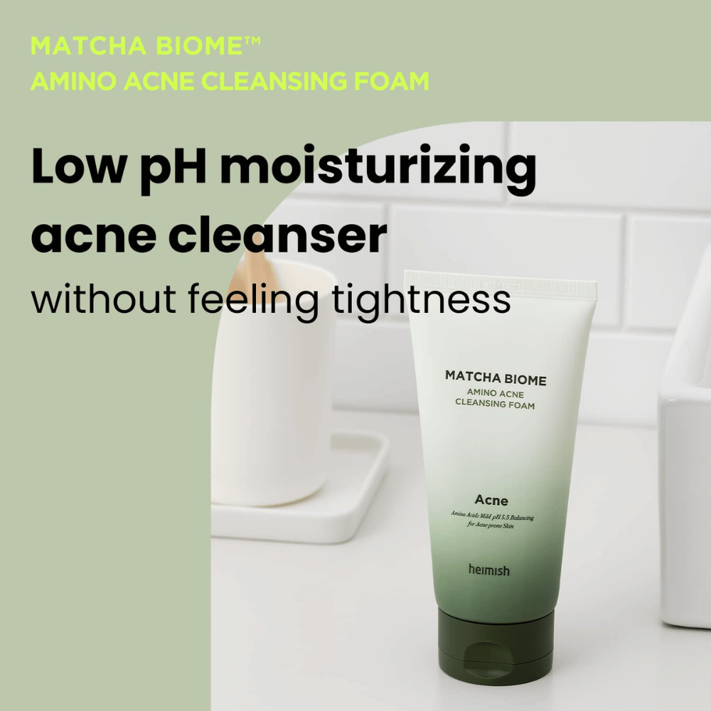 Heimish Matcha Biome Amino Acne Cleansing Foam – nawilżający środek czyszczący na trądzik bez uczucia wysuszenia, idealny do codziennego użytku