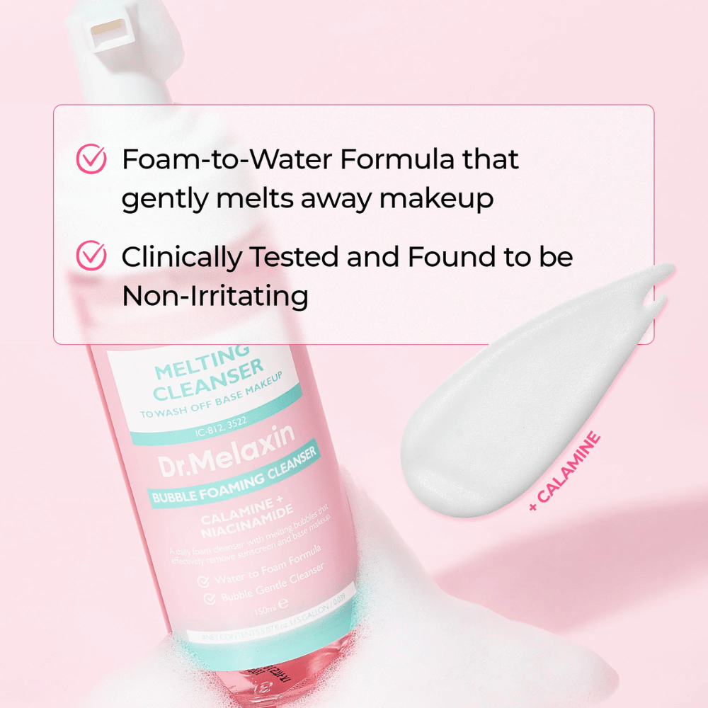 Formuła pianka-do-wody w Dr. Melaxin Melting Cleanser skutecznie usuwa makijaż i zanieczyszczenia