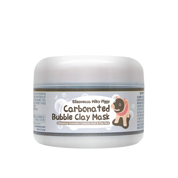Elizavecca Milky Piggy Carbonated Bubble Clay Mask w słoiku – musująca maseczka błotna, która pieni się na skórze i pomaga głęboko oczyszczać pory.