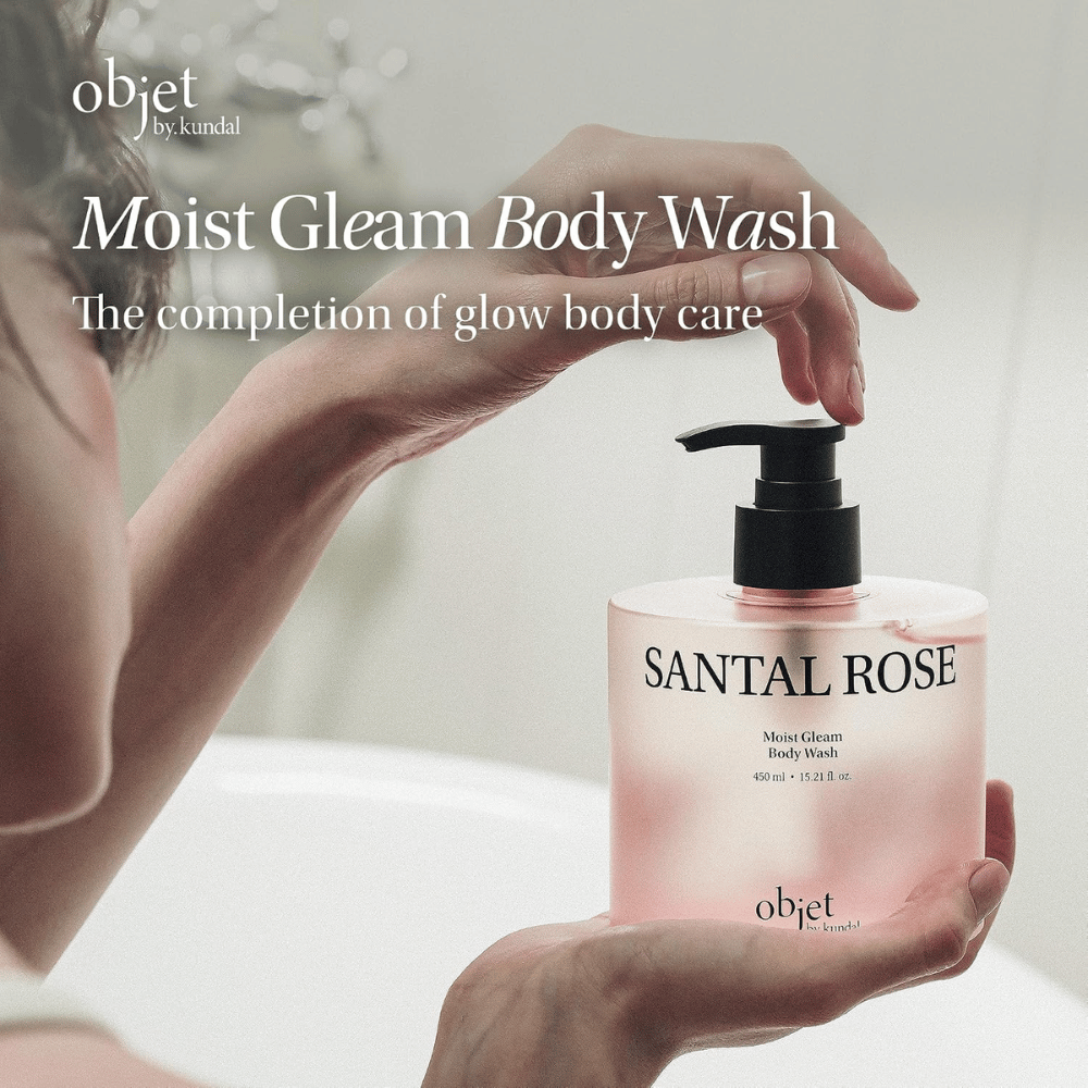 Objet by KUNDAL Santal Rose Moist Gleam Body Wash 450 ml – nawilżający i złuszczający preparat do mycia ciała dla miękkiej skóry pełnej blasku.