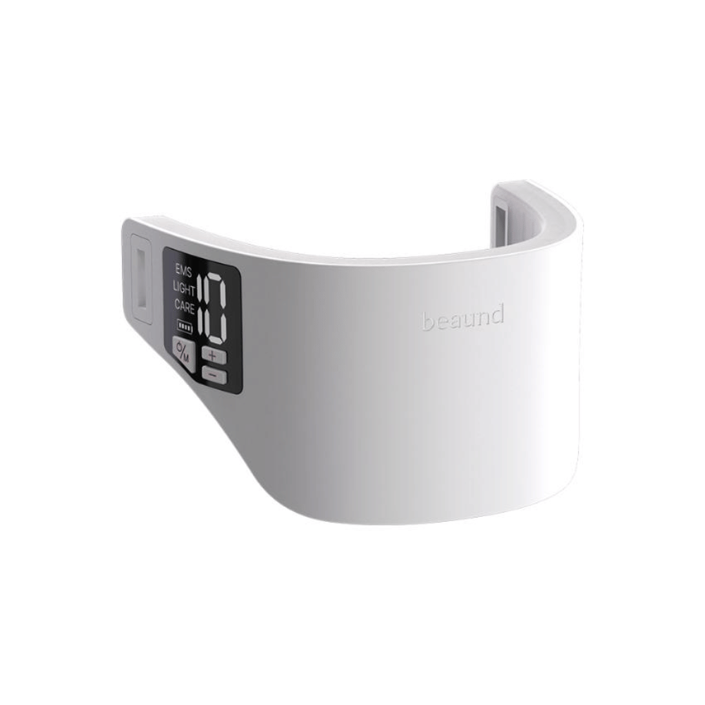 Zdjęcie produktu Beaund Neckcera bez paska. Ergonomicznie ukształtowane urządzenie na szyję zostało zaprojektowane tak, aby wygodnie leżeć wokół obszaru szyi podczas zabiegu.