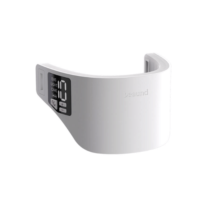 Zdjęcie produktu Beaund Neckcera bez paska. Ergonomicznie ukształtowane urządzenie na szyję zostało zaprojektowane tak, aby wygodnie leżeć wokół obszaru szyi podczas zabiegu.