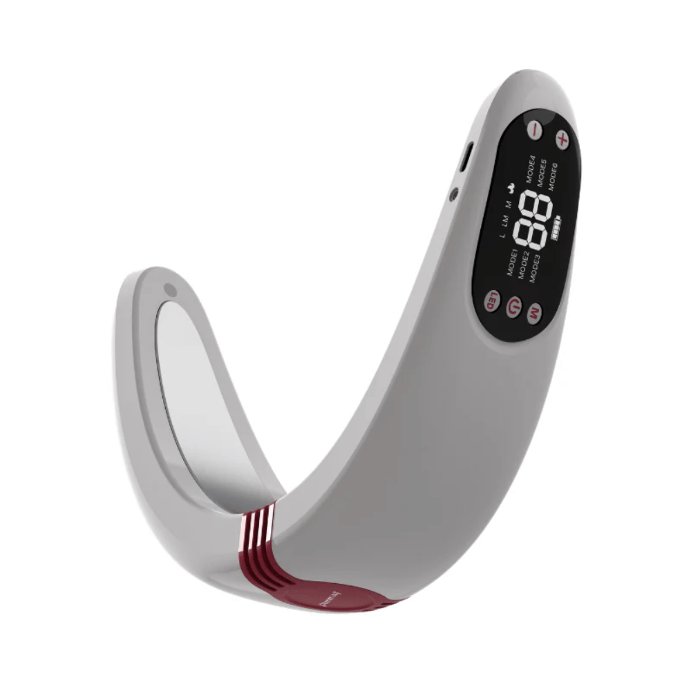 Zdjęcie pod kątem Beaund Nmode Pro, które pokazuje ergonomiczną konstrukcję w kształcie litery U. Projekt został opracowany tak, aby zapewnić bliski kontakt z obszarem zabiegowym.