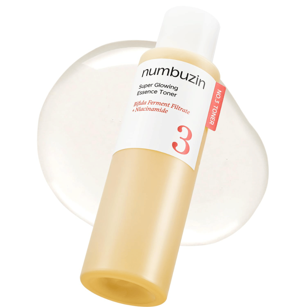 Zdjęcie produktu Numbuzin No.3 Super Glowing Essence Toner z lekką, klarowną formułą, która nadaje naturalny blask.