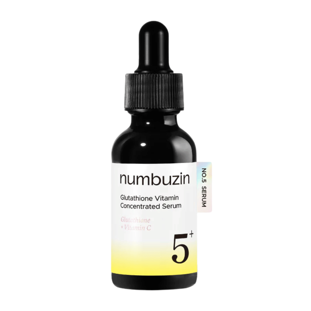 numbuzin No.5+ Glutathione Vitamin Concentrated Serum – koreańskie serum do twarzy z glutationem i witaminą C na ciemne plamy i nierówny koloryt skóry.