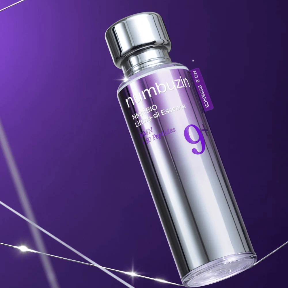 Numbuzin No.9 NAD+ Bio Lifting-sil Essence – luksusowa esencja przeciwstarzeniowa z 50 peptydami i NAD+ dla jędrniejszej i młodzieńczej skóry.