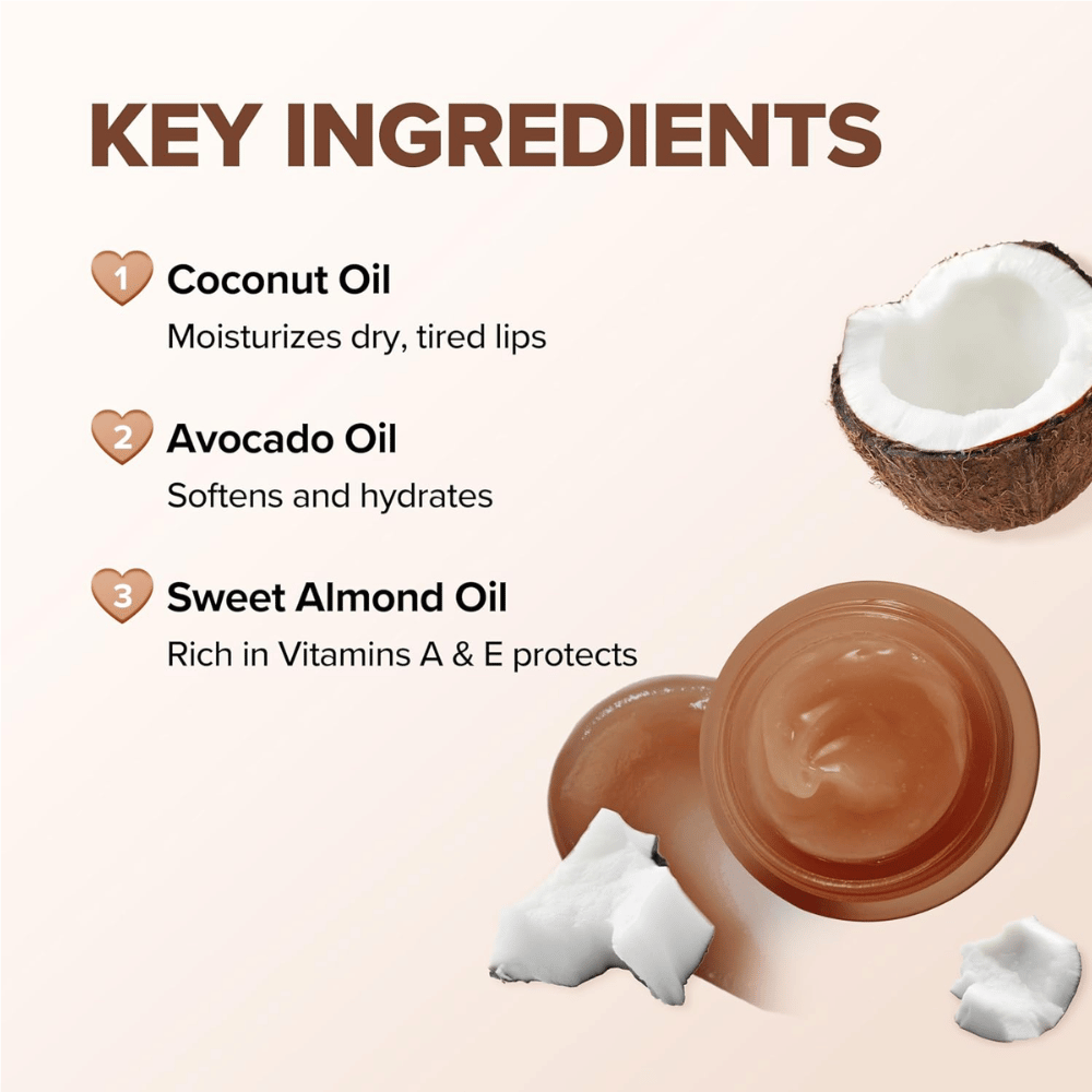 KLAVUU Nourishing Care Lip Sleeping Pack Coconut z olejem kokosowym, olejem z awokado i olejem migdałowym, który nawilża, pielęgnuje i chroni suche usta.