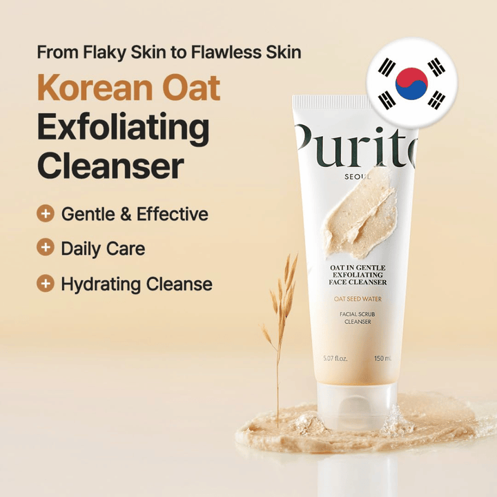 Purito Oat In Gentle Exfoliating Face Cleanser 150 ml – koreański środek do mycia twarzy z cząstkami owsa do codziennego delikatnego peelingu
