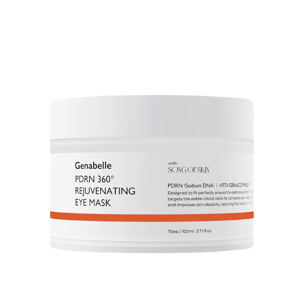 Genabelle PDRN 360° Rejuvenating Eye Mask z PDRN oraz hydrożelową maską 360 stopni do intensywnego nawilżenia i pielęgnacji całej okolicy oczu.