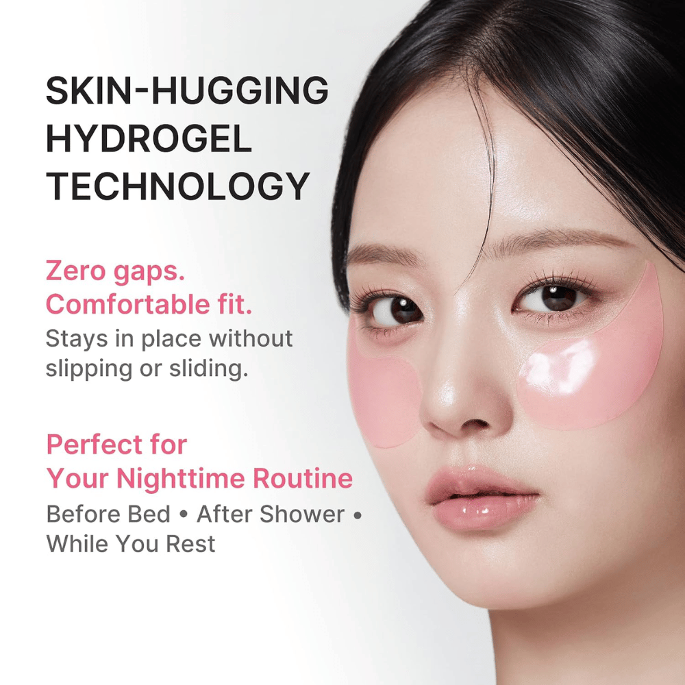 2. Medicube PDRN Pink Caffeine Collagen Eye Patch – różowe hydrożelowe płatki pod oczy, które wygodnie przylegają pod oczami
