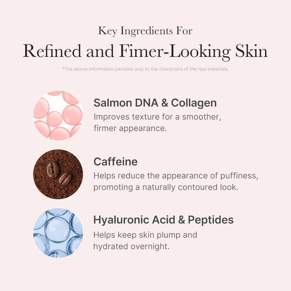 Medicube PDRN Pink Caffeine Night Wrapping Mask z PDRN, kolagenem, kofeiną, kwasem hialuronowym i peptydami dla nawilżonej i jędrniejszej skóry.