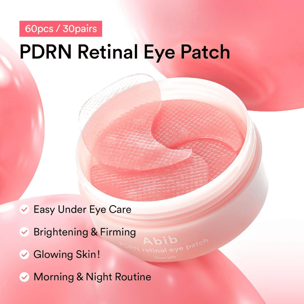 Abib PDRN Retinal Eye Patch Glow Jelly 60 płatków do nawilżania, ujędrniania i nadawania blasku – idealne do porannej i wieczornej rutyny.