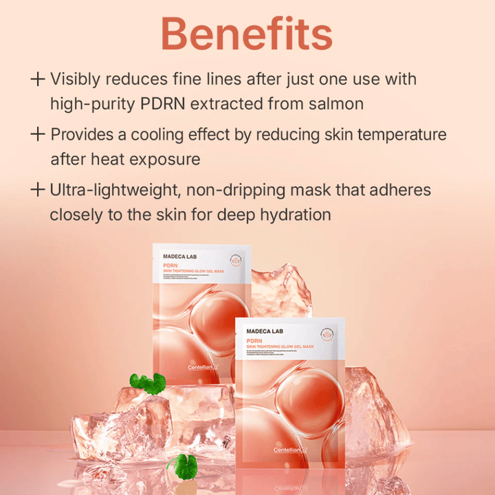 MADECA LAB PDRN Skin Tightening Glow Gel Mask – ujędrniająca maska żelowa z PDRN z łososia, która daje efekt chłodzenia, intensywne nawilżenie i widocznie gładszą skórę.