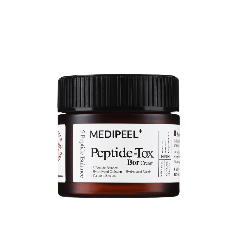 MEDI-PEEL Peptide-Tox Bor Cream produktbild – koreański krem do twarzy z peptydami, który przeciwdziała wiotczeniu skóry, poprawia jędrność i zapewnia długotrwałe nawilżenie.