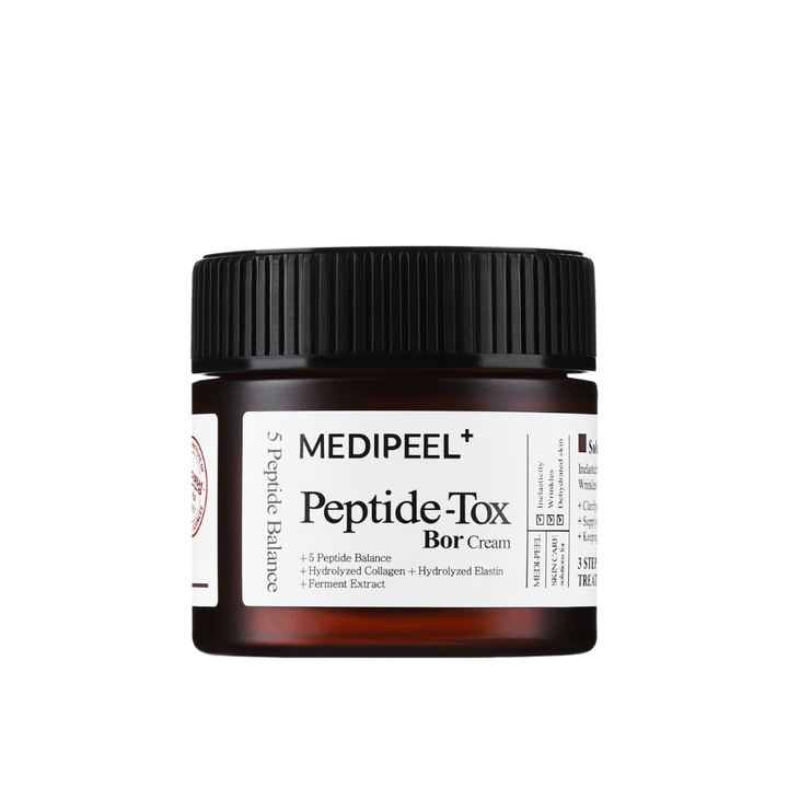 MEDI-PEEL Peptide-Tox Bor Cream produktbild – koreański krem do twarzy z peptydami, który przeciwdziała wiotczeniu skóry, poprawia jędrność i zapewnia długotrwałe nawilżenie.