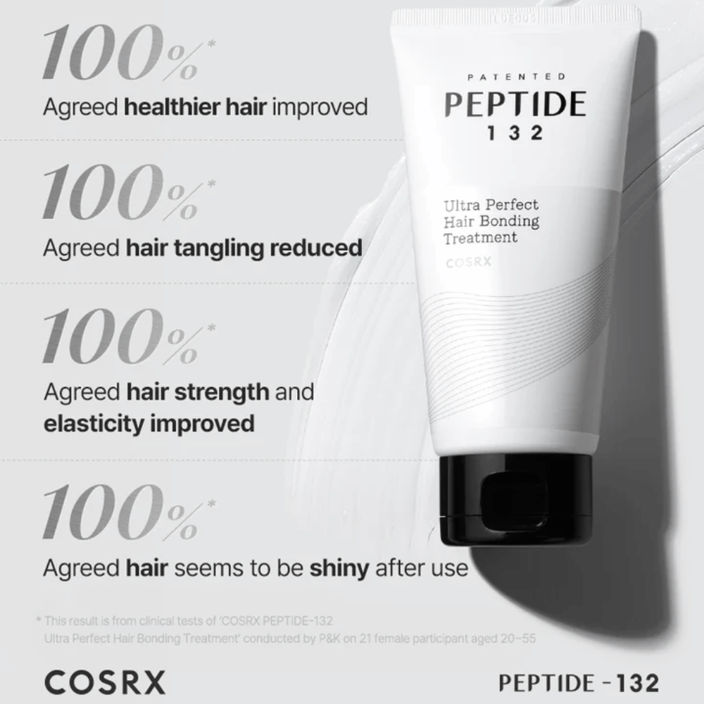 COSRX Peptide 132 Treatment – 100% osób doświadcza mocniejszych, bardziej miękkich i lśniących włosów po użyciu.