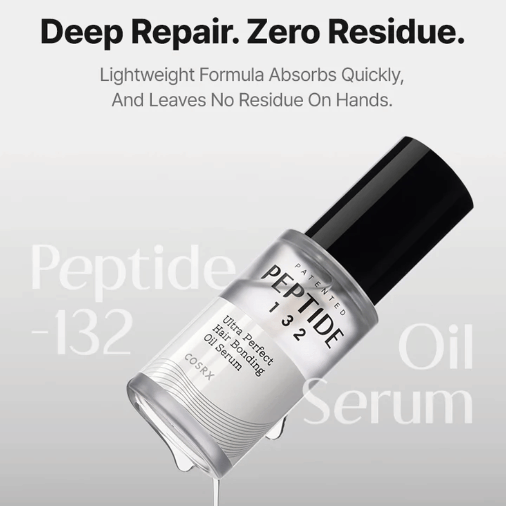 COSRX Peptide 132 Oil Serum – lekka formuła, która szybko się wchłania i naprawia włosy, nie pozostawiając resztek.