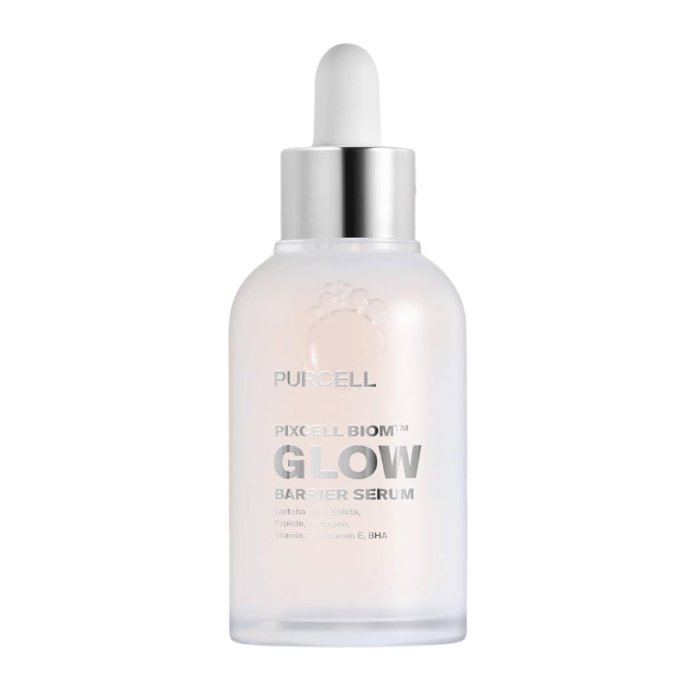 Obraz produktu PURCELL Pixcell Biom Glow Barrier Serum w matowej szklanej butelce z pipetą – wzmacnia barierę ochronną skóry i nadaje naturalny blask.