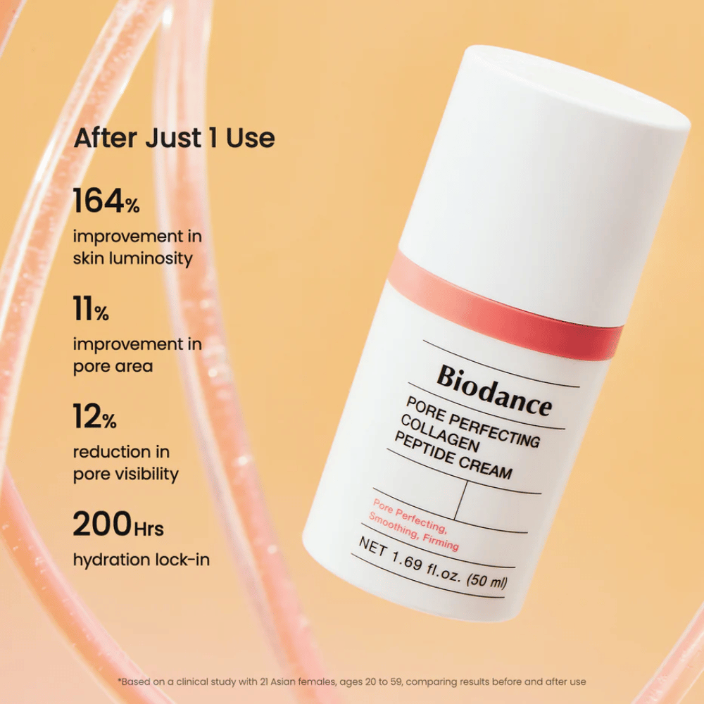 Biodance Pore Perfecting Collagen Peptide Cream rezultat – minimalizuje pory, zwiększa blask i zapewnia 200 godzin nawilżenia
