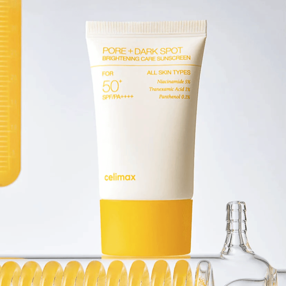 Celimax Pore+Dark Spot Brightening Care Sunscreen SPF50+ PA++++ 50 ml – ochrona przeciwsłoneczna dla wszystkich typów skóry, która redukuje ciemne plamy i wyrównuje koloryt skóry