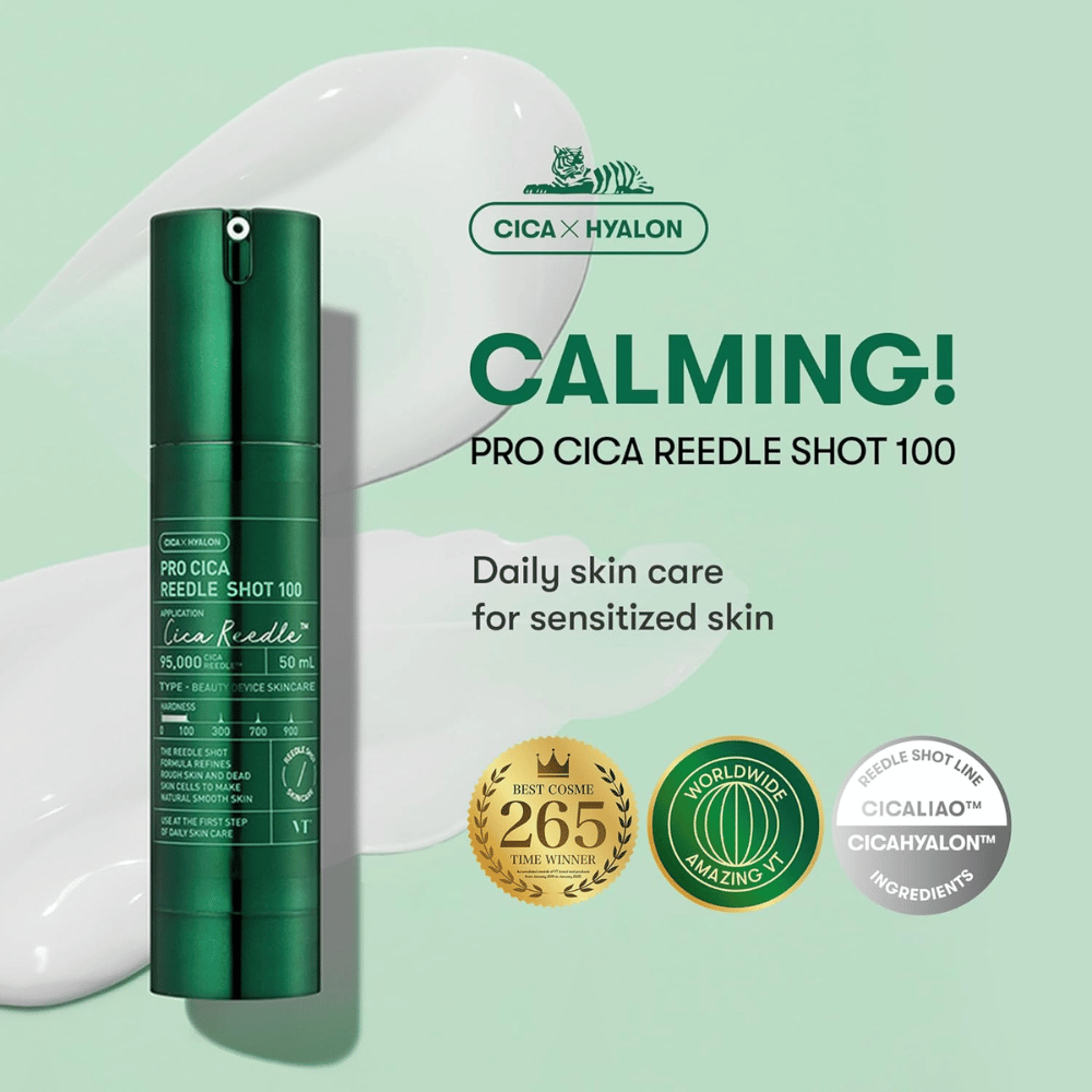 VT Cosmetics Pro Cica Reedle Shot 100 – kojące codzienne serum dla wrażliwej skóry z technologią CICA Hyalon i efektem nawilżającym