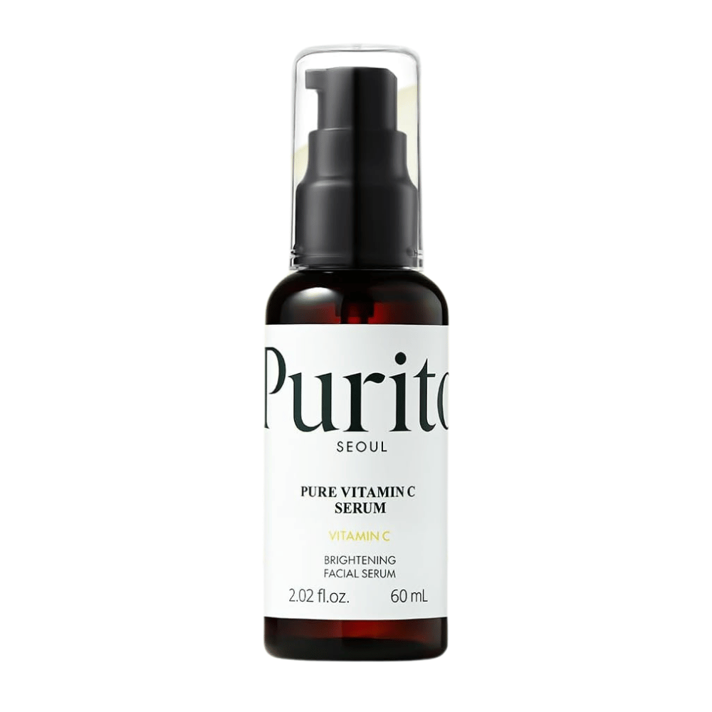 Purito SEOUL Pure Vitamin C Serum 60 ml – koreańskie serum z witaminą C w ciemnej butelce z pompką dla blasku i bardziej wyrównanego kolorytu skóry.