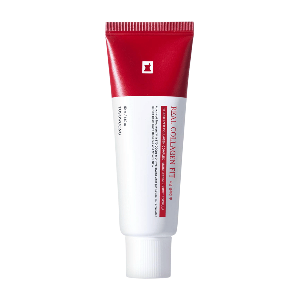 Tosowoong Real Collagen Fit to skuteczny krem nawilżający z hydrolizowanym kolagenem, który wzmacnia elastyczność skóry i głęboko nawilża. Idealny do nadania skórze naturalnego blasku i ochrony jej bariery. Odpowiedni dla każdego typu skóry do codziennego użytku.