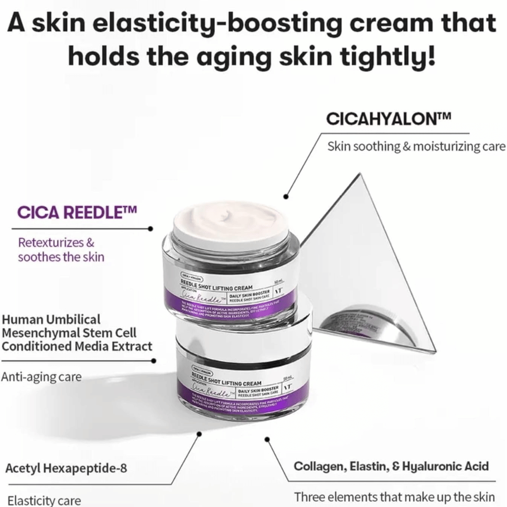 VT Cosmetics Reedle Shot Lifting Cream krem do twarzy z Cica Reedle, który poprawia elastyczność skóry, nawilża i zapewnia jędrniejszą skórę.
