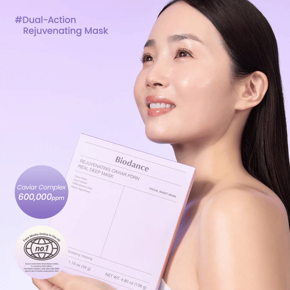 Zdjęcie produktu Biodance Rejuvenating Caviar PDRN Real Deep Mask – fioletowe opakowanie Maseczka w płachcie z kawiorem, PDRN i nawilżającą formułą
