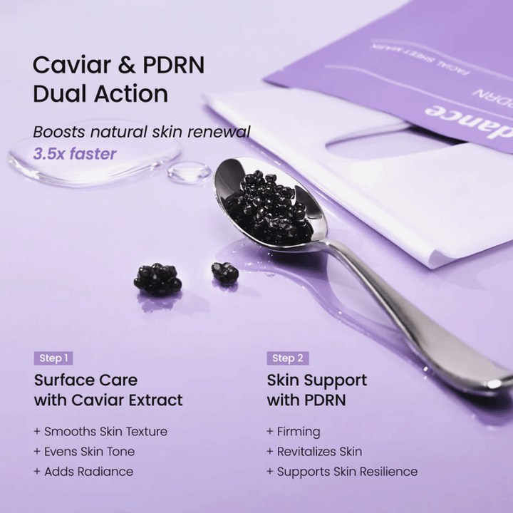 Kawior i składniki PDRN w Biodance Rejuvenating Caviar PDRN Real Deep Mask które wzmacniają odnowę skóry i ujędrniają skórę