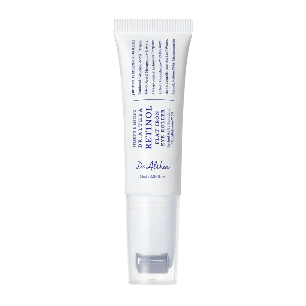 Dr. Althea Retinol Flat Iron Eye Roller – Serum pod oczy z retinolem i aplikatorem z rolką, który redukuje zmarszczki, ciemne kręgi i zmęczoną skórę.