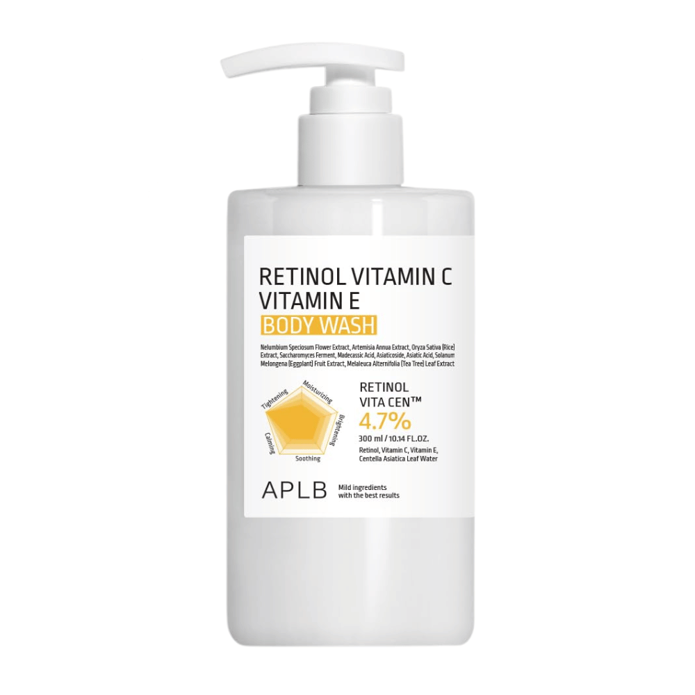 6. APLB Retinol Vitamin C Vitamin E Body Wash 300 ml – delikatny i nawilżający żel pod prysznic z witaminami i retinolem
