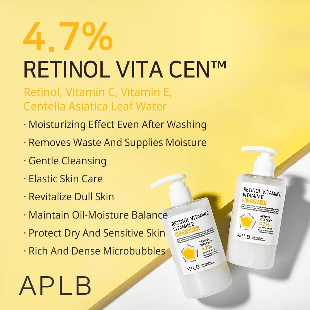 5. APLB Retinol Vitamin C Vitamin E Body Wash – żel do mycia ciała z kompleksem 4,7% Retinol Vita Cen dla miękkiej i nawilżonej skóry