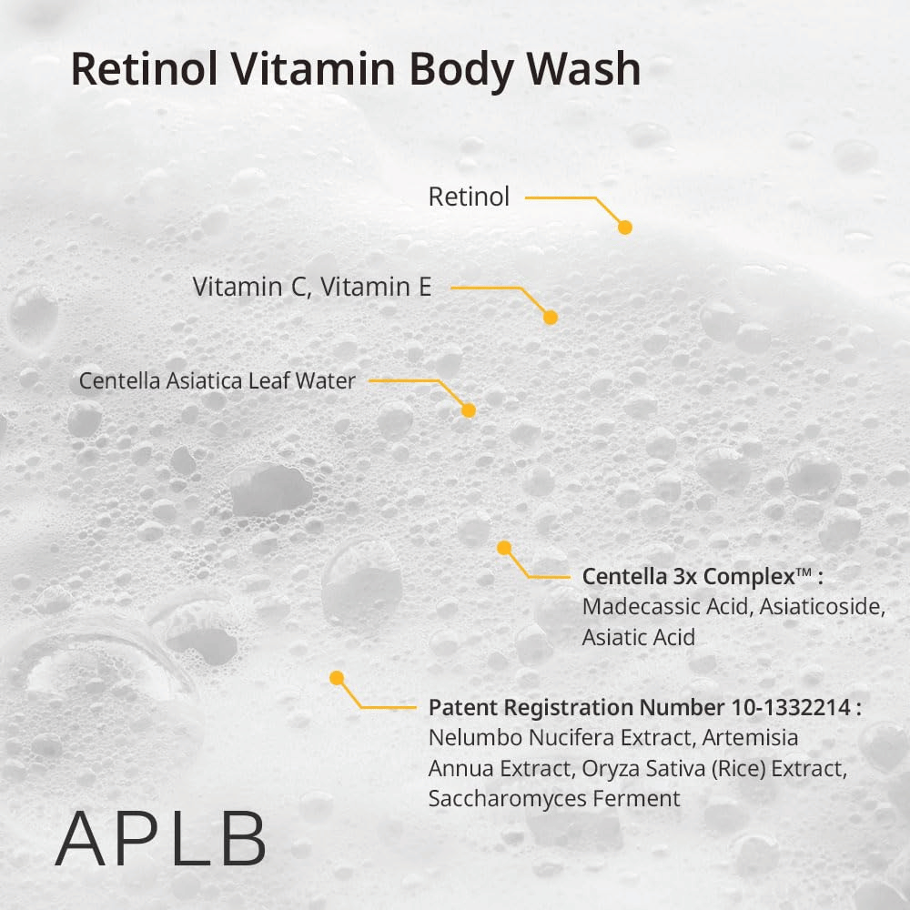 4. APLB Retinol Vitamin C Vitamin E Body Wash – składniki z retinolem, witaminą C, witaminą E i Centella Asiatica