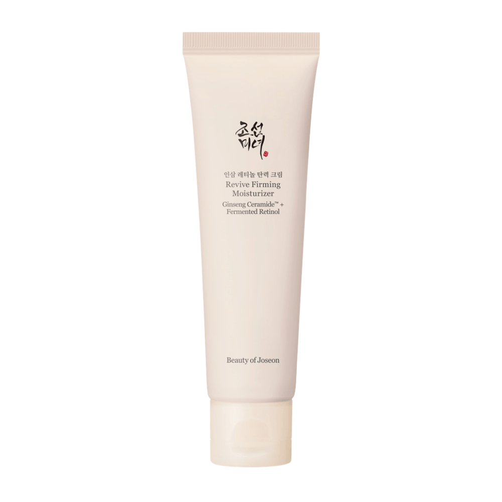 Obraz – wyizolowany produkt (najważniejsze)
Beauty of Joseon Revive Firming Moisturizer – krem do twarzy z żeń-szeniem i retinolem, który nawilża, wzmacnia skórę i przeciwdziała oznakom starzenia.