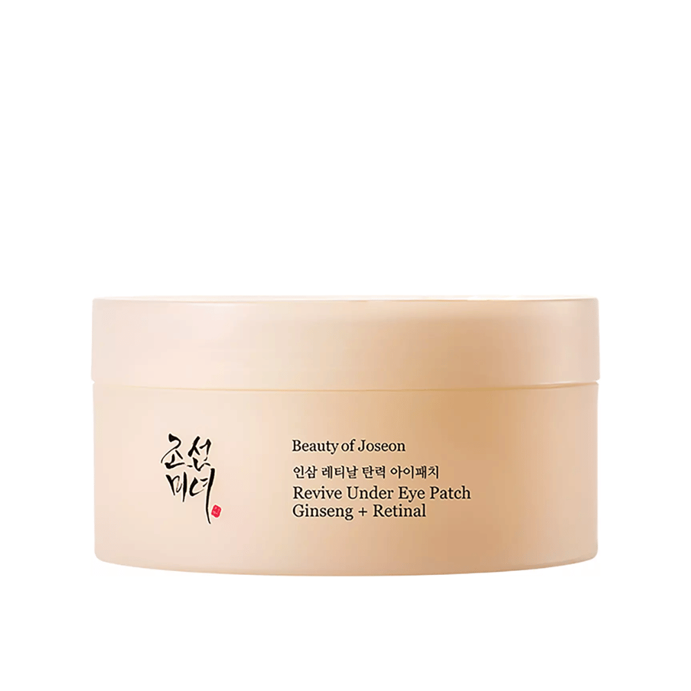 Beauty of Joseon Revive Under Eye Patch Ginseng + Retinal  w słoiku, koreańskie plastry pod oczy, które pomagają zmniejszyć drobne linie, cienie i suchość wokół oczu.