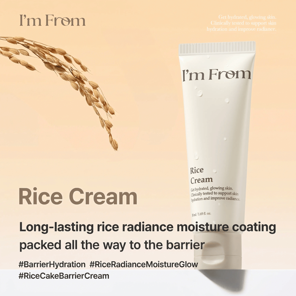 I'm From Rice Cream wzbogacony o ryż Yeoju, który nawilża, zmiękcza i nadaje skórze naturalny blask