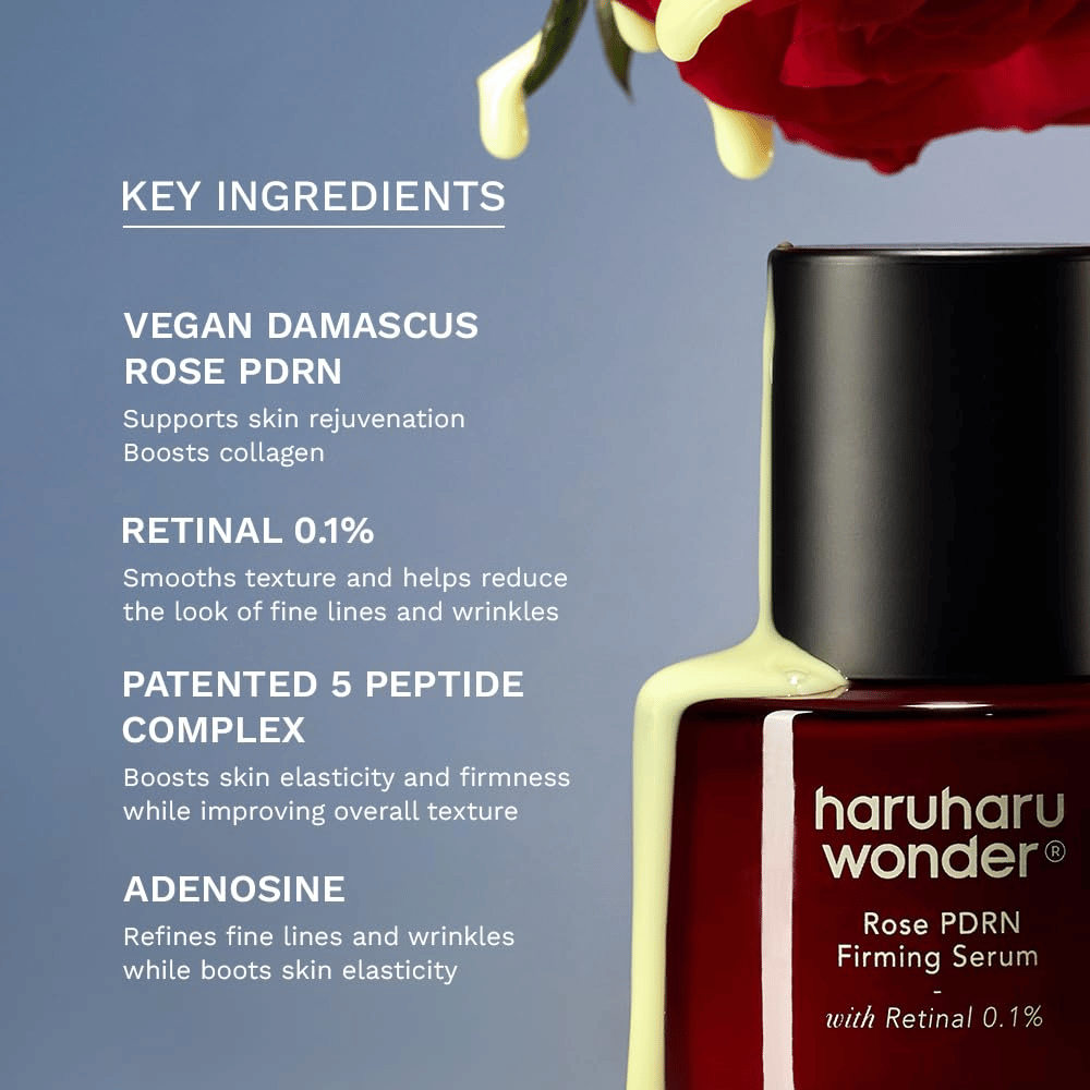 Haruharu Wonder Rose PDRN Firming Serum z wegańskim Rose PDRN, retinalem 0,1%, peptydami i adenozyną