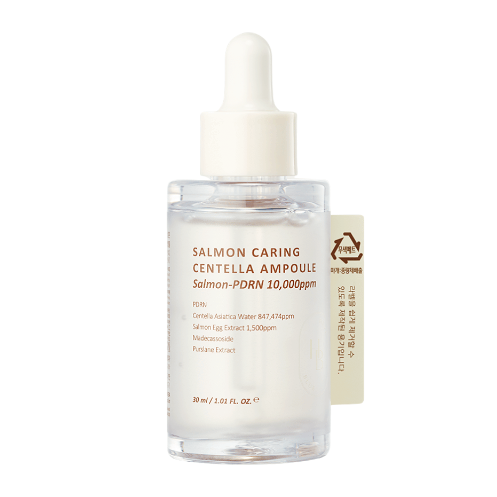 Heveblue Salmon Caring Centella Ampoule Salmon-PDRN 10,000ppm – koreańskie serum łagodzące zaczerwienienia, wzmacniające barierę skórną i nawilżające skórę